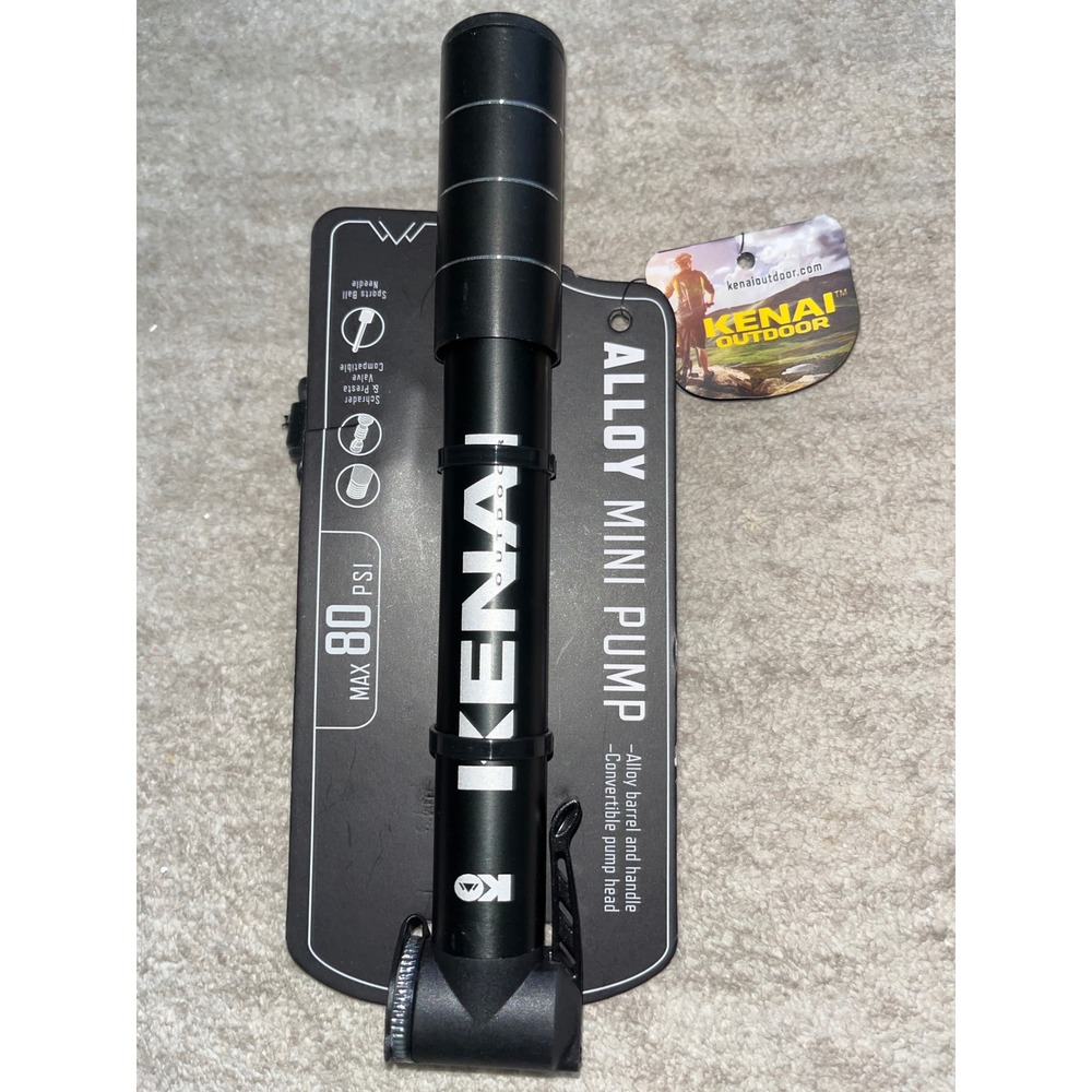 Kenai Alloy Mini Pump 80 PSI Presta Schrader Valve Black Portable Bicycle